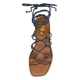 thumbnail image 5 of FSJ Women Open Toe Lace up Gladiator Sandals Woven Strappy Ankle Wrap Flats Summer Beach Outdoor Shoes Size 8 Navy, 5 of 5