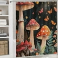 thumbnail image 6 of Patifu Mushrooms Butterflies Forest Graphic Print Polyester Stylish Bathroom Décor Set with Hooks 100% Polyester Bathroom Curtain Decoration Shower Curtain Set 36"x72, 6 of 7