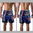 thumbnail image 3 of luoweisi Men's Beach Shorts Quick Dry Swim Trunks with Mesh Lining Cartoon Owl S, 3 of 5