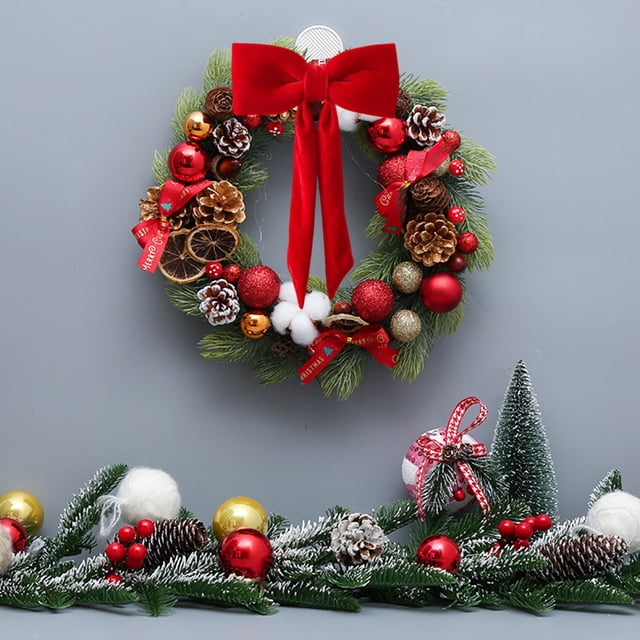 Adorno colgante de árbol de terciopelo de Navidad | Decoración de colgante con lazo de poliéster rojo | 28x12cm, 30x60cm, 40x60cm | Decoración duradera y festiva para ventanas | Acento navideño