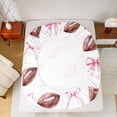 thumbnail image 5 of jejeloiu Pink Bowknot Bed Sheets,Brown Rugby Football King Sheets For Girls Teens 4-Piece, 5 of 7