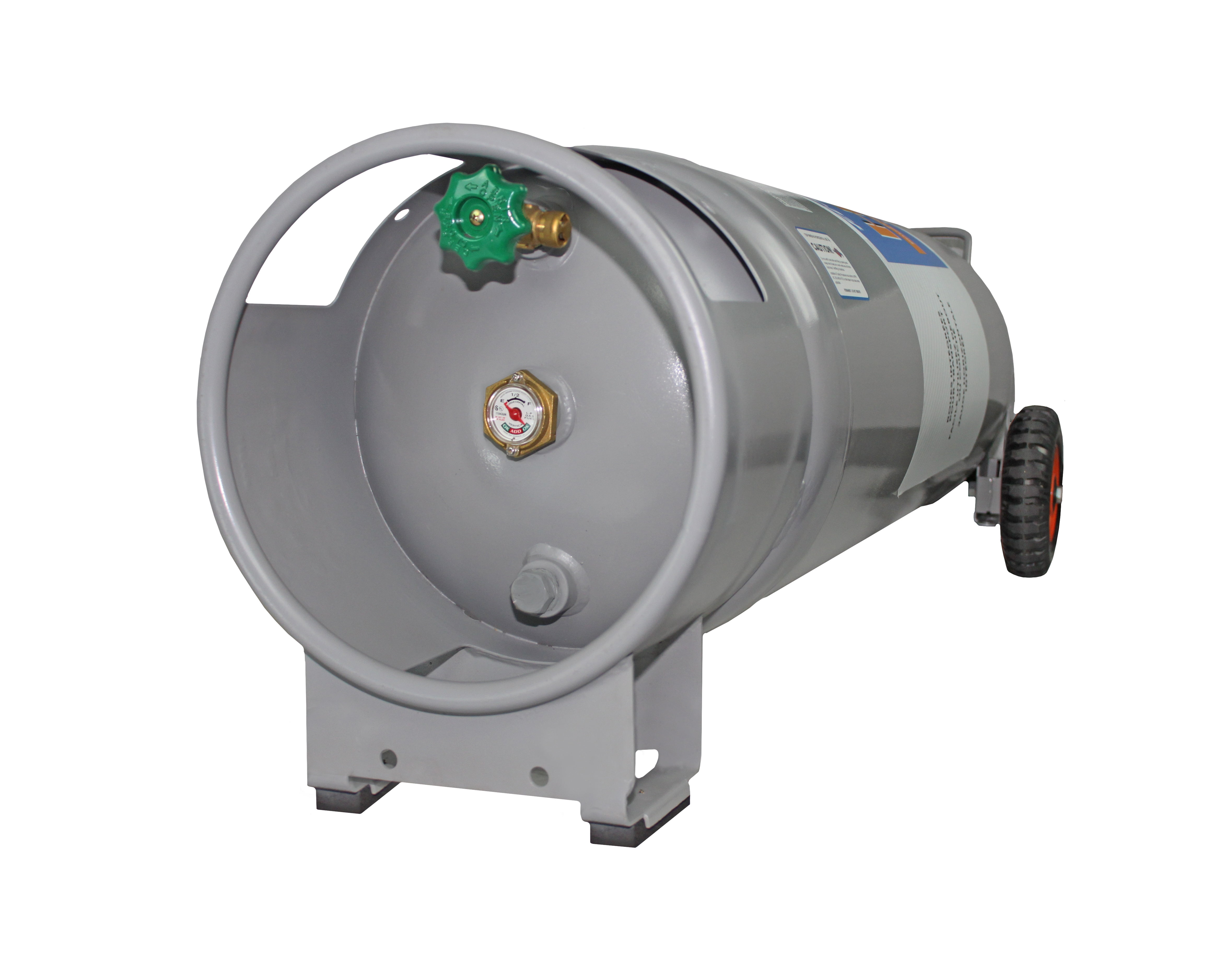 Flame King Horizontal and Vertical Propane Tank, LP Propane Cylinder with Dolly Cart Wheels, 100 lbs
