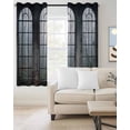 thumbnail image 2 of Window Forest Kitchen Curtains Vintage Arched Black Green Cafe Short Curtains for Bathroom Blackout Window Curtain Grommet Small Window Treatment Tier Drapes for Bedroom Living Room 27.5"x39"x2, 2 of 9