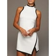 thumbnail image 5 of iiniim Women's Golf Tennis Dress Turtleneck Sleeveless Sport Skirts Yoga Workout Athletic White L, 5 of 7
