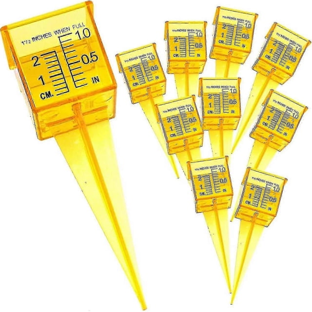 10 Pack 1.5" Rain Gauge/sprinkler Gauge, Wide Mouth, Bright Yellow Outdoor Water Measuring Tool Lh-1 - XC