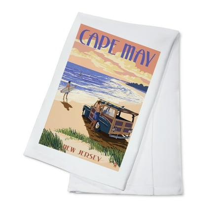 Cape May, New Jersey, Woody On The Beach (100% Cotton Tea Towel, Decorative Hand Towel, Kitchen and Home)