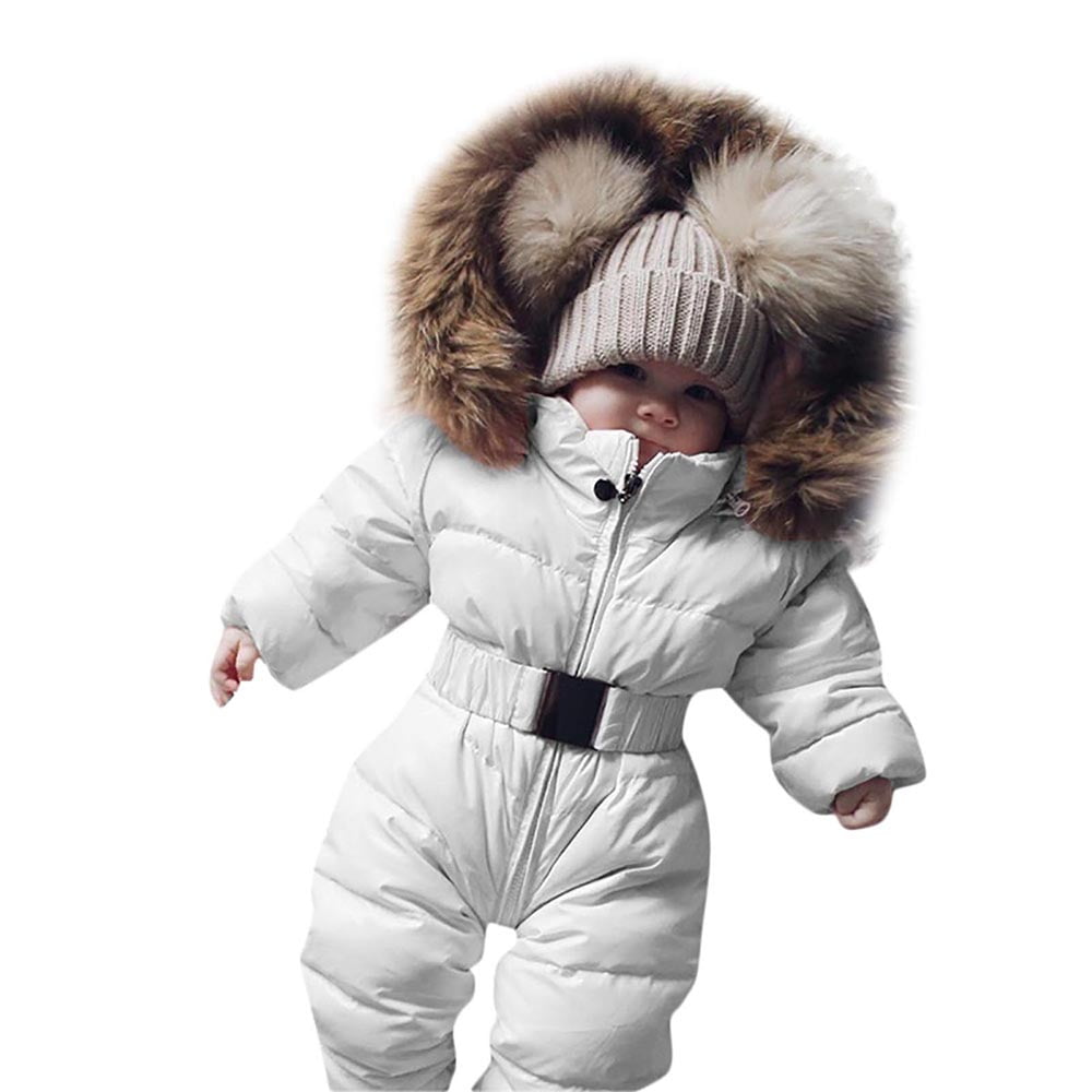 JiAmy Baby Snowsuit Romper Winter Hooded Jumpsuit Boys Girls Infant Snow Wear Thick Outfits