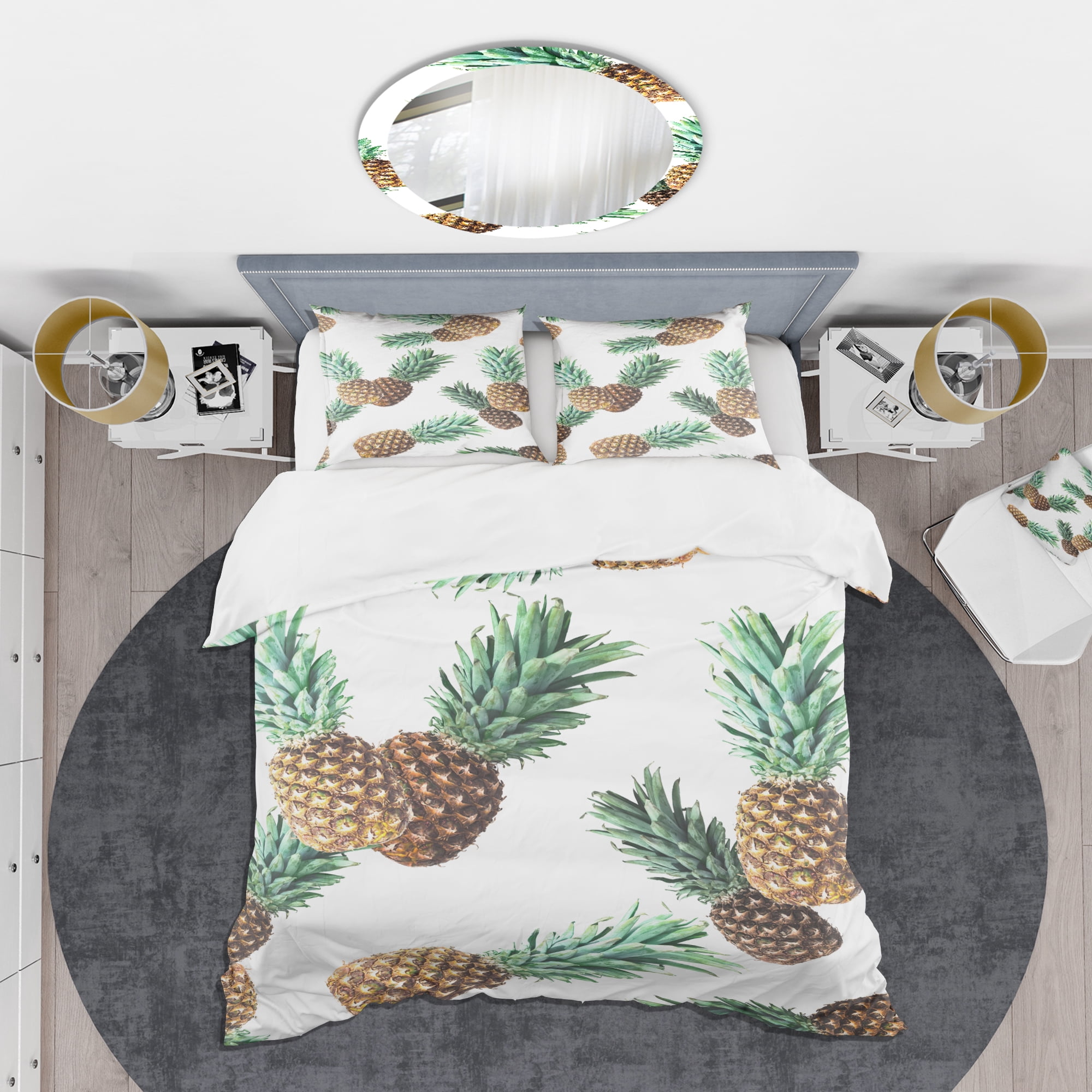 Designart 'Pineapple Summer Bliss V' Mid-Century Modern Duvet Cover Set