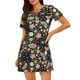thumbnail image 1 of Fotbe Floral Insects Bata de Dormir para Mujer con Estampado, Camisón de Algodón de Manga Corta, Ropa de Dormir Casual, 1 of 6