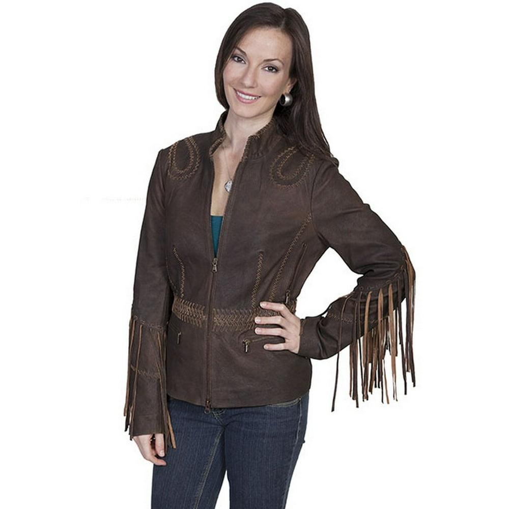 Scully Leather - Scully Western Jacket Womens Leather Fringe Zipper ...