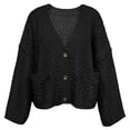 thumbnail image 3 of iHPH7 Cropped Cardigan Cable Knit Cardigan Women Fall Clothes Travel Cardigan Loose Cardigan for Women Casual Outfits for Women Sweater Jacket for Women Black S, 3 of 8
