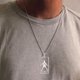 thumbnail image 2 of Collar con colgante de estrella de fútbol CR7, collar con etiqueta de acero inoxidable de la Liga de Campeones, cadena O, unisex, regalo de joyería para fanáticos (plata), 2 of 5