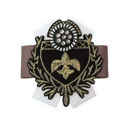 Fleur De Lis Tie Pin - Sexy Sparkles 1 Pc Retro Badge Brooch Shield Black Fleur-de-lis Pattern Cloth Findings 6.8cm