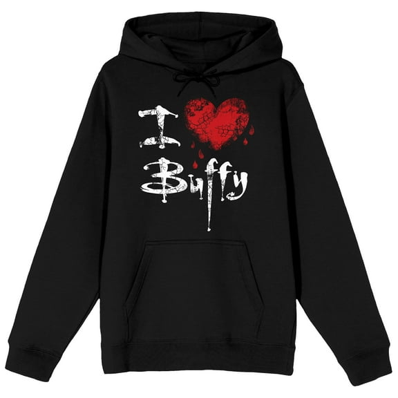 Buffy The Vampire Slayer I Love Buffy Long Sleeve Black Adult Hooded Sweatshirt-Medium