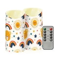 thumbnail image 2 of Bear and Sun Rainbow Flameless Candles 2 PCS with Remote Realistic Moving Flame LED Tapered Pillar Set for Home Decor, 2 of 7