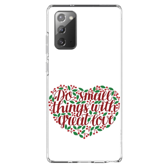 DistinctInk Clear Shockproof Hybrid Case for Samsung Galaxy Note 20 (6.7" Screen) - TPU Bumper, Acrylic Back, Tempered Glass Screen Protector - Do Small Things With Great Love - Floral