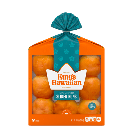 King's Hawaiian Sweet Pre-Sliced Slider Mini Buns 9 Count, 10oz, Shelf-Stable