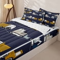 thumbnail image 3 of Erosebridal Construction Truck Zipper Twin Comforter Sets with Fitted Sheet and 2 Pillowcases,Cute Excavator Zipper Bedding Set For Boys,Reversible,4pcs, 3 of 7