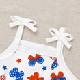 thumbnail image 7 of Girls 4th of July Butterflies Print Romper Sleeveless Patriotic Jumpsuit with Bow Tie Straps Casual Summer Playsuit for Kids White 9-12 Months, 7 of 7