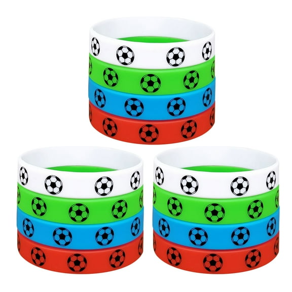 EXHUMKY 12Pcs Silicone Soccer Wristbands for Men Wear Resistant Lightweight Sports Bracelet Assorted Colors