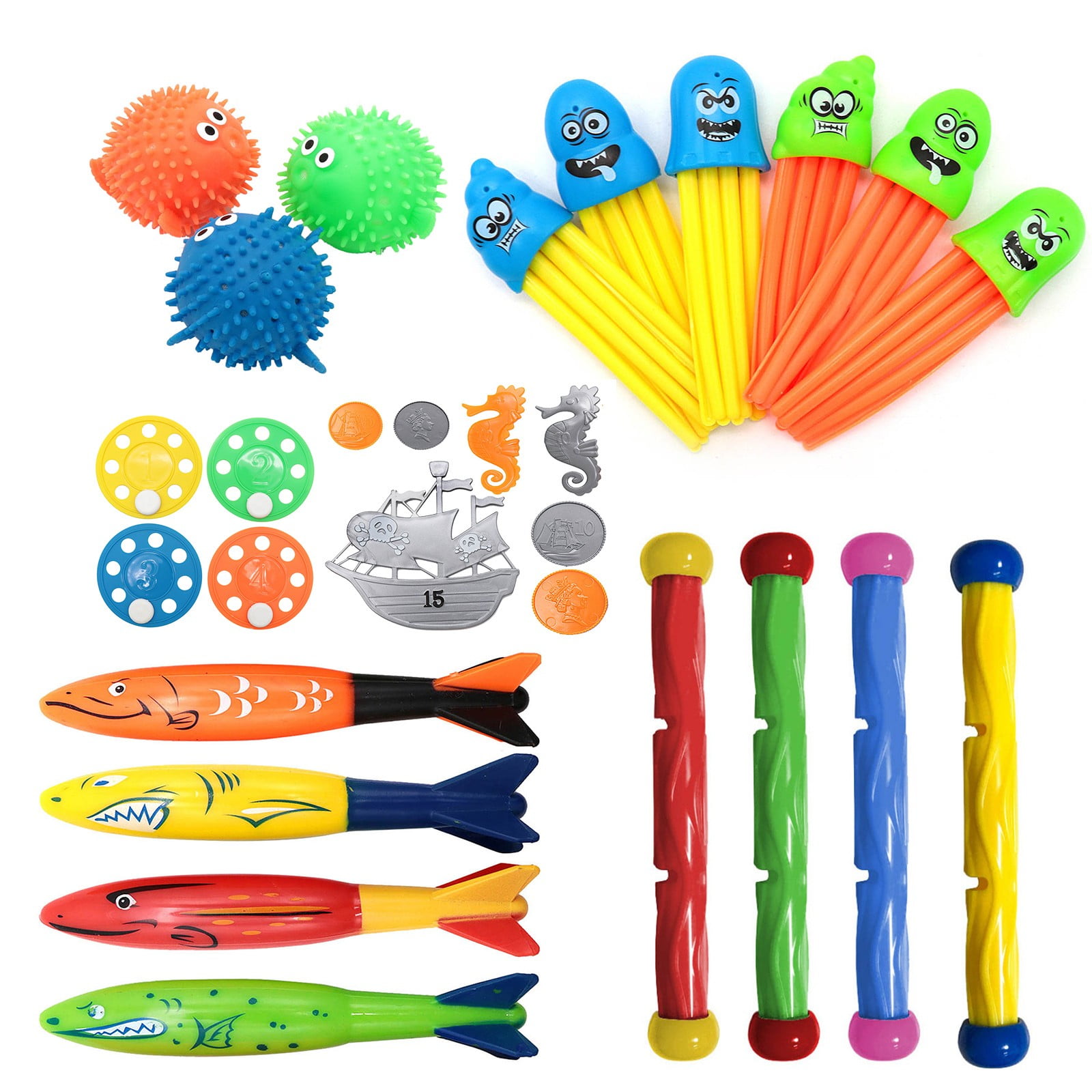 Flywake Swimming Pool Diving Toys For Kids Sinking Toys Set Underwater
