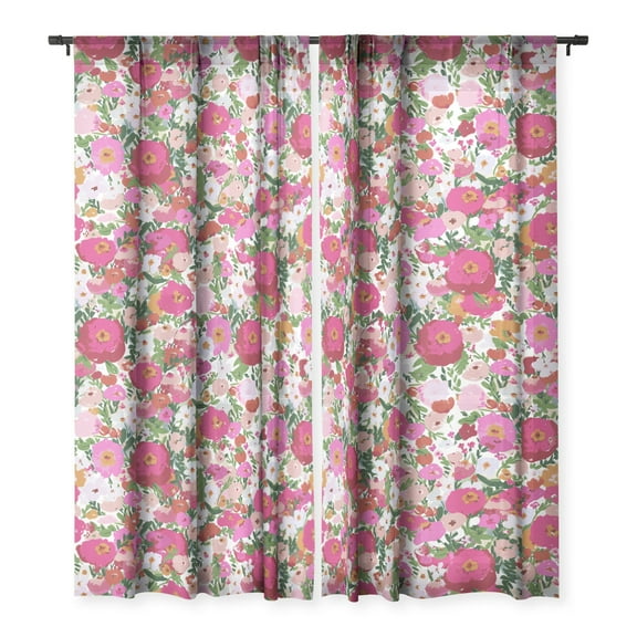 Society6 alison janssen Never too many flowers Single Panel Sheer Window Curtain 50" x 120"
