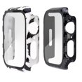 thumbnail image 1 of 2 Pack PC Case with Tempered Glass Screen Protector Compatible with Apple Watch Series 3 Series 2 42mm, HD Overall Shockproof Protective Cover for iWatch white leopard and carbon fiber, 1 of 5