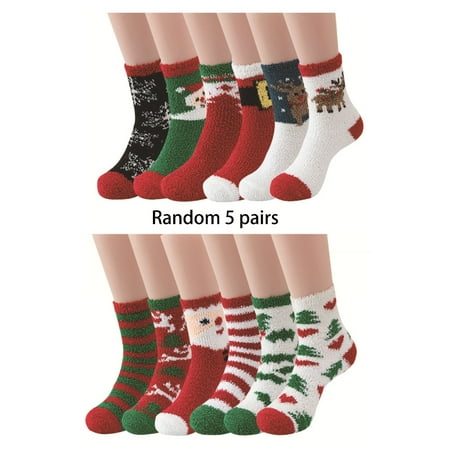 

BYDOT Christmas Fuzzy Socks Sleeping Warm Socks Christmas Cosy Socks Fluffy Christmas Cozy Slipper Socks Anti Slip Socks
