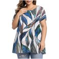 thumbnail image 2 of Ovzne Robes pour Femmes Robe Ample à Manches Courtes Style Rétro à la Mode Imprimé Col Rond Grande Taille Robe Col Rond pour Femmes Robe de Vacances Manches Courtes Imprimé Liquidation, 2 of 6