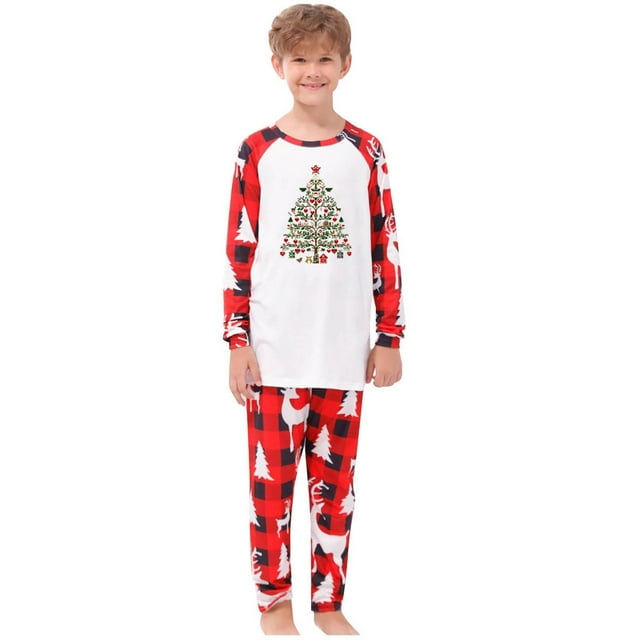 Kid Matching Pajama Set Snowman Print Top and Pants for Holiday,Kids Pajamas