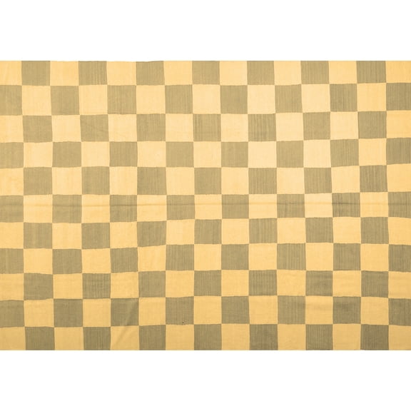 Ahgly Company Indoor Rectangle Checkered Brown Modern Area Rugs, 5' x 7'