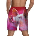 thumbnail image 4 of Uemuo Pink Pig Pattern Mens Swim Trunks Quick Dry Board Shorts with Mesh Lining, Stretch Beach Shorts Quick Dry No-Chafing Board Shorts-Medium, 4 of 9