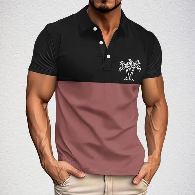 Styesk T-Shirts pour Hommes Mode Décontractée Chemise à Manches Courtes Imprimée Athlétique avec Col
