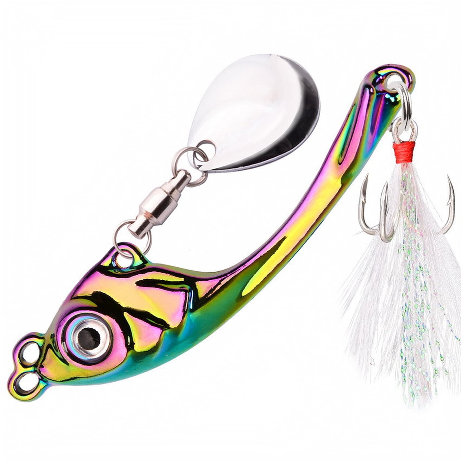 Bionic Fishing Lure with Zinc Alloy Body Rotating Spinner Blade and 6 Electroplated Colors Vibrating Lipless Crankbait for Bass Fishing for Freshwater River and Lake Angling