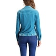 thumbnail image 3 of INSPIRE CHIC Women's Velvet Jacket Button Up Long Sleeve Crop Jackets S Peacock Blue, 3 of 6