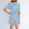 thumbnail image 4 of Boho Dresses for Women Vintage Ethnic Print Dress Petal Short Sleeve V Neck Dress Drawstring Waist Ruffle Hem Dress, 4 of 8