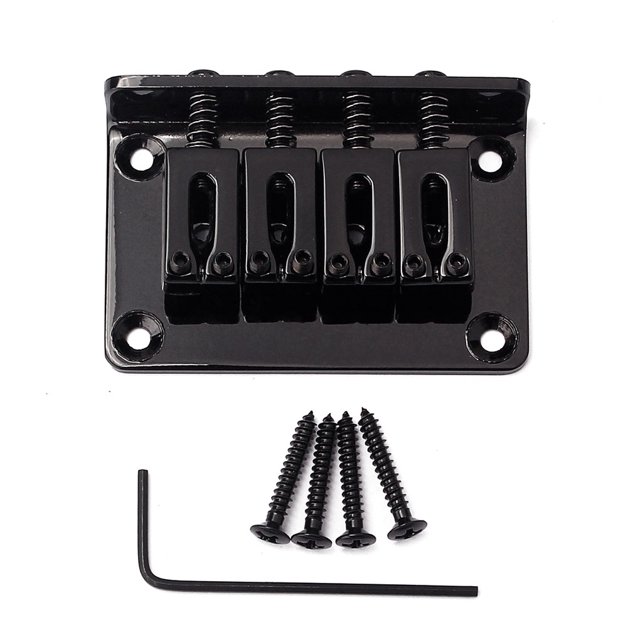 Greeniant Puente de 4 cuerdas con llave y tornillos Juego de afinadores de alta resistencia Piezas de repuesto de aleación de zinc resistente Instrumento Accesorios para instrumentos musicales Negro Greeniant OD026329-02