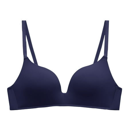GA WEIHUA Bras for Women No Underwire Push Up Bra Seamless Smoothing Bra Soft Plunge Bra Spaghetti Strap Wireless Sport Bra(Navy M)Deals