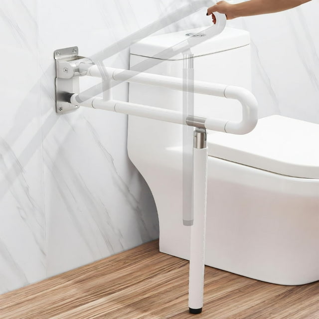 Barras de Seguridad para Baño con patas de apoyo,Pasamanos Abatibles para Inodoro con tira fluorescente,Rieles de Inodoro antideslizante,para mayores,discapacitadas,embarazadas