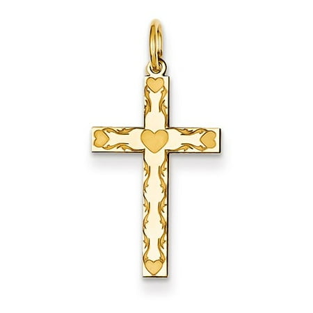 14k Yellow Gold Laser Designed Latin Cross Pendant