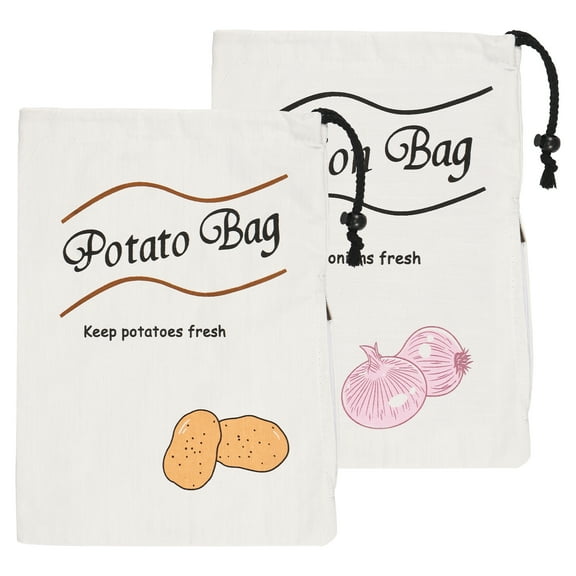 2/3Pcs Canvas Potato Onion Bag Drawstring Closure Pepper Storage Bag Side Zipper Design Potato Onion Storage Sack With Blackout Liner for Shopping Storage
