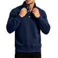 thumbnail image 5 of Fengqque Men’s Classic Quarter Button Stand Collar Sweatshirts Golf Daily office Wear Four Button Placket Long Sleeve Regular Fit Pullover Tops Navy L, 5 of 6