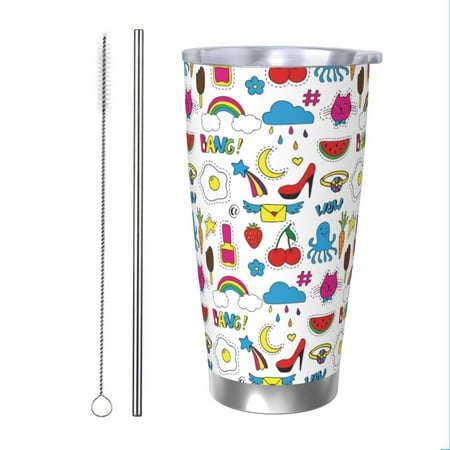 

Matuu Summer for 20oz Durable Thermal Cups Keep Drinks Cold and Hot Insulated Car Mug with Lid-Straw Two-piece Set