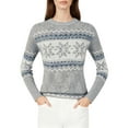 thumbnail image 2 of Conairie Oversized Sweaters for Women Cozy Fair Isle High Neck Sweater Snowflake Design Holiday Fall Winter Outfits Pullover Knit Tops Grey Gray, 2 of 5