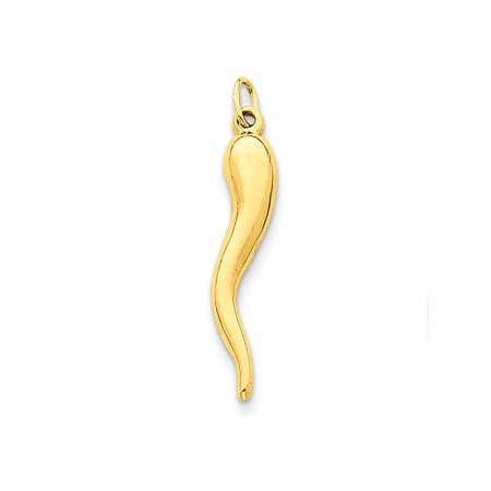 Art Italian Charm - 14K Yellow Gold Medium Italian Horn Charm 30x5mm