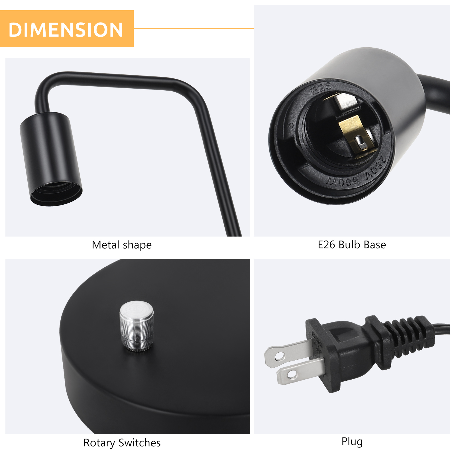 Desk Lamp for Bedroom Bedside lamp, modern lamp for living room Reading office(black)no bulb