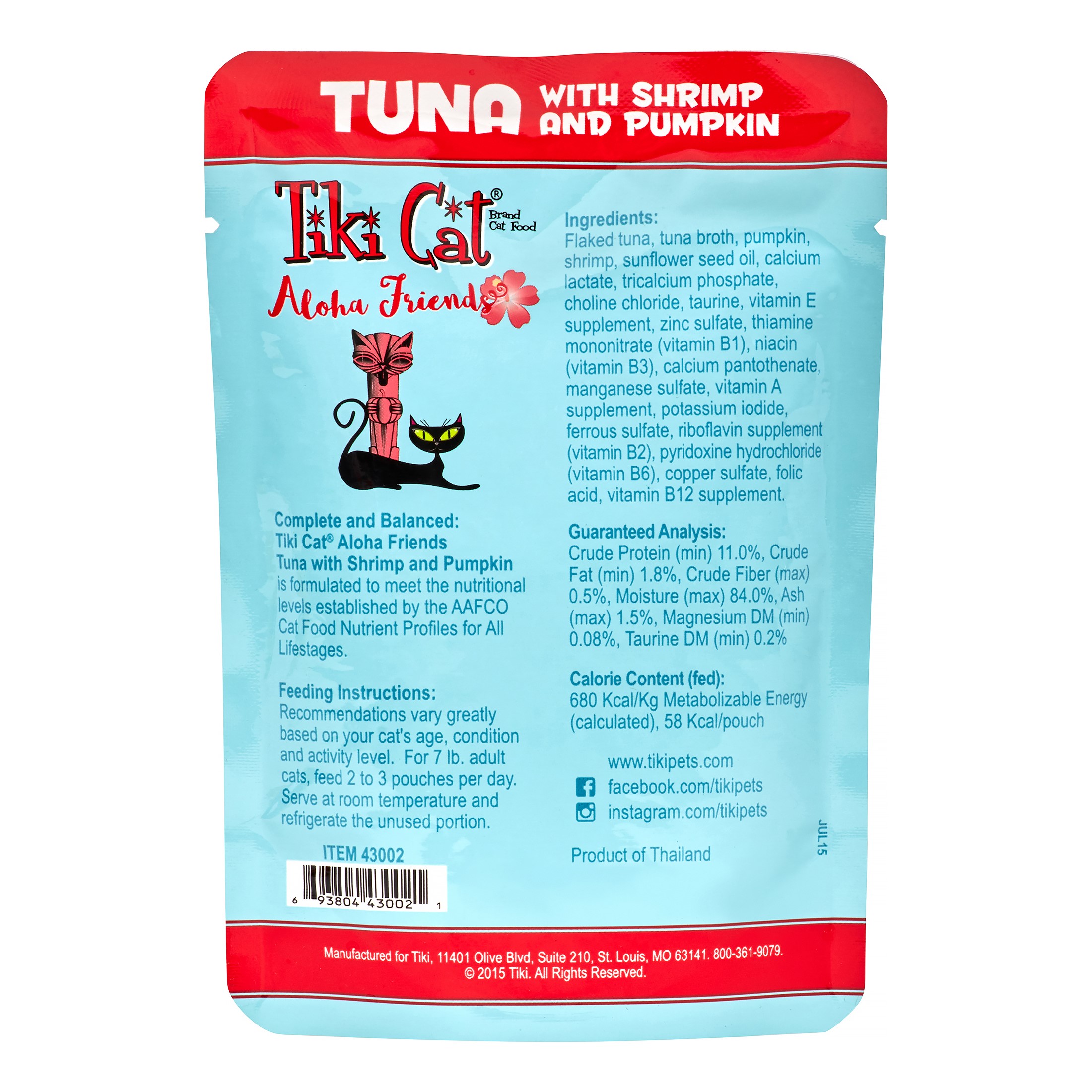 (12 Pack) Tiki Cat Aloha Friends Grain-Free Tuna with Shrimp & Pumpkin Wet Cat Food, 3 oz. Pouches