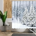thumbnail image 4 of Christmas Shower Curtain 72" x 72" Winter Forest Snowy Pine Trees Home Bathroom Decorations Winter Wonderland Bathtub Curtain Set with 12 Hooks, 4 of 6