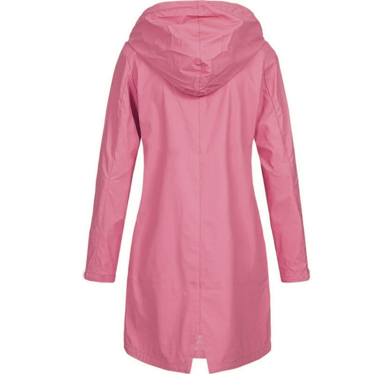 YDDIAN Women's Long Raincoat Plus Size Trench Coats Hooded