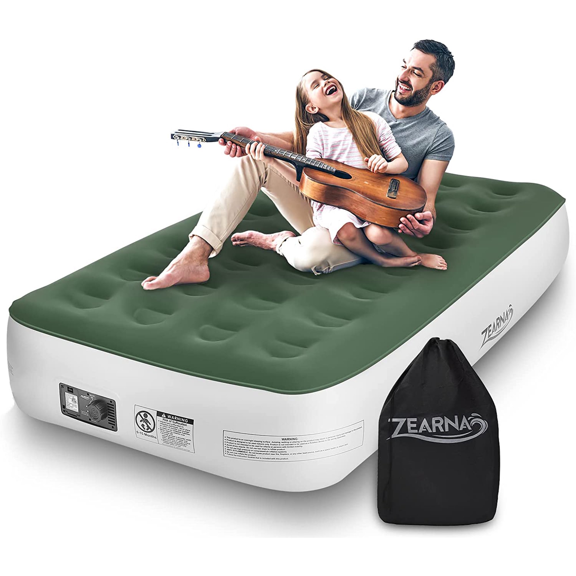 Zearna Queen Air Mattress with Built in Pump 13 Inch Inflatable Mattress  for Tent Camping Home Guest Bed - Adjustable Blow Up Mattress - Easy to  Inflate (Queen Size) 80u0026#34; L x